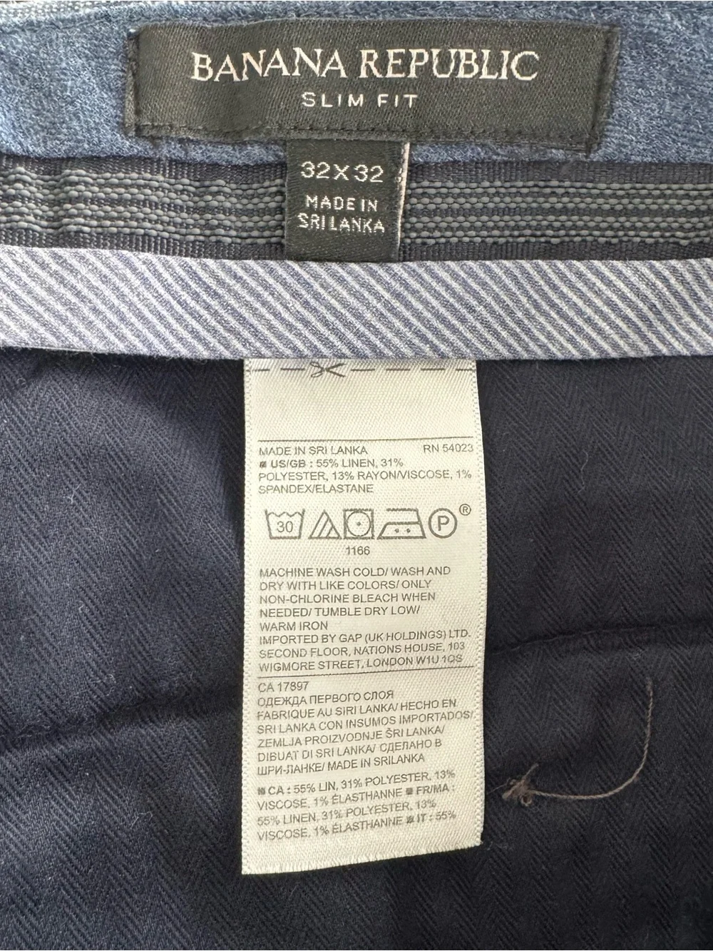 Banana Republic Linen Blend Pants Mens 32x32 Blue Slim Fit Wedding Resort Beach